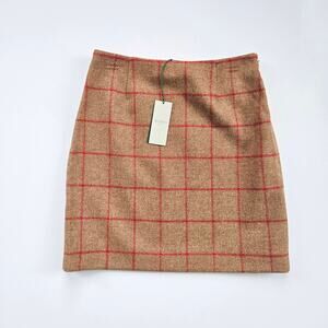 NWT Hobbs Dublin Caramel Windowpane Plaid 
 Wool Skirt Sz 6
